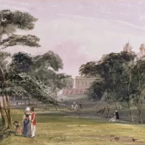 Figures in the Park below the Observatory, Greenwich, c. 1850 (watercolour)