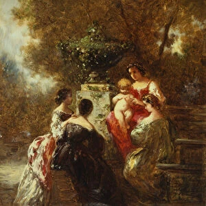 Figures in a Park (oil on canvas)