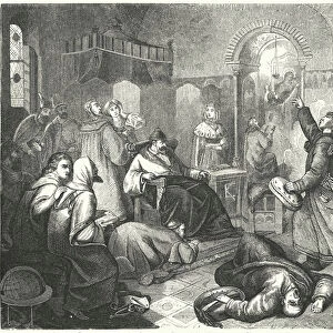 A Finnish sorcerer foretelling the imminent death of Ivan the Terrible (engraving)