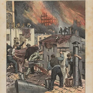 The fire in the Italian neighborhood of San Francisco in California courageously extinguished with wine (Colour Litho)