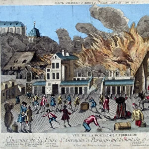 The fire of the Saint Germain fair in Paris, on the night of 16 to 17 March 1762