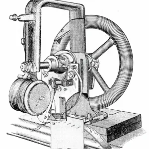 First lockstitch sewing machine, constructed by Elias Howe (1819-1867) American inventor in 1845. Engraving c1880 First lockstitch sewing machine, constructed by Elias Howe (1819-1867) American inventor in 1845. Engraving c1880