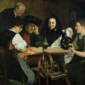 The First Sewing Machine, 1876 (oil on canvas)