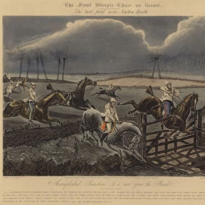 The First Steeple Chase on Record, 1839 (colour litho)