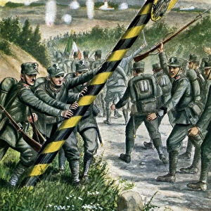 First World War: the first battles of the Italian army (bersagliers) near Cervignano del Friuli on 24 / 05 / 1915"(WWI;italian entrance in war: first battle of italian bersaglieri in Cervignano del Friuli)