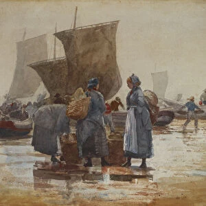 Fisherfolk on the Beach at Cullercoats, 1881 (w / c & graphite on wove paper)