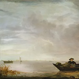 Fisherman on the Shore (oil on panel)