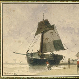 Two Fishing Boats, 1856 (pen & ink and w / c on paper)