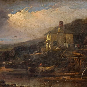 Fishing Cottage, Allsands, South Devon, 1856 (oil on canvas)