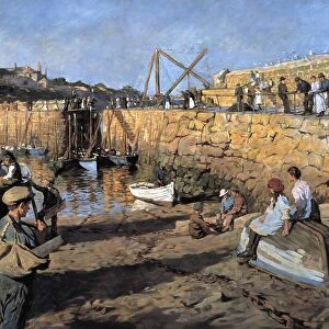 Fitting out, Mousehole Harbour, 1919 (oil on canvas)