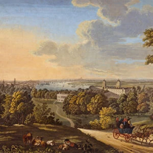 Flamstead Hill, Greenwich: The Stagecoach heading south c. 1810 / 20 (w / c on paper)