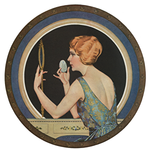Flapper Applying Makeup in a Mirror, 1923 (screen print)