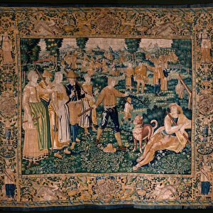 Flemish tapestry. The goose game (Het ganzenspel). Atelier of Oudenaarde. 341x395cm. Inv (83058)-7 / 0008. 17th century