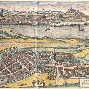 Flensburg and Itzehoe, Germany (engraving, 1572-1617)