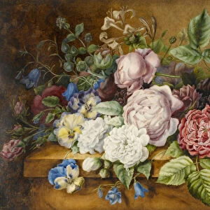 Flowers on a Ledge, 1814 (w / c & bodycolour on paper)