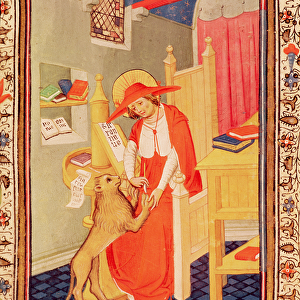 Fol. 310v St. Jerome, from the Book of Hours of Don Duarte (vellum)