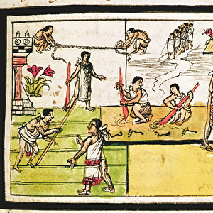 Fol. 40r Construction of Tenochtitlan, 1579 (vellum)