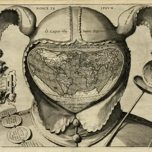 Fool's Head World Map, c.1587-c.1595 (copper engraving) Fool's Head World Map, c.1587-c.1595 (copper engraving)