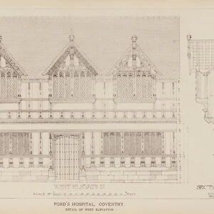 Fords Hospital, Coventry, Detail of West Elevation (litho)