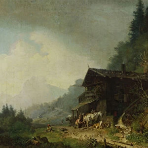 A Forge in the Bavarian Alps (oil on canvas)
