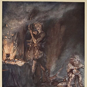 The forging of Nothung, illustration from Siegfried and the Twilight of the Gods