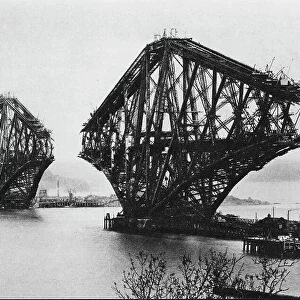 The Forth Bridge, under construction, 1888 (b / w photo)
