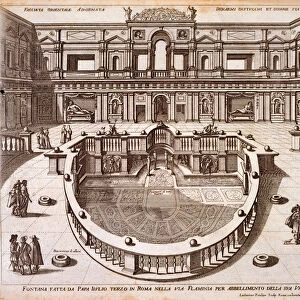The fountain courtyard with marble paving and balustrading built for Pope Julius III at