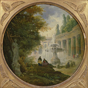 Fountain in a park, c. 1762-65 (oil on panel)