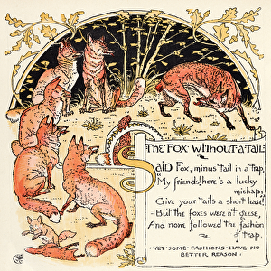 The Fox without a Tail, illustration from Babys Own Aesop, engraved
