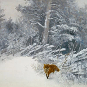 A Fox in Winter Woods, 1928 (oil on canvas)