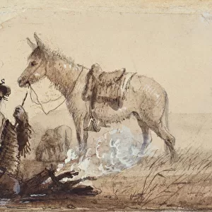 Francois Preparing Supper, c. 1837 (drawing on paper)
