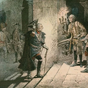 Frederick the Great (1712-1786) at the Castle of Lissa on the evening of the battle of Leuthen in 1757 (colour litho)