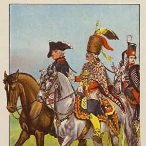 Frederick the Great and the Hussar (colour litho)