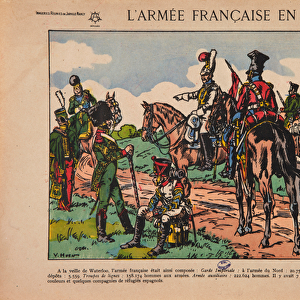 The French army in 1815, Waterloo, c. 1920 (colour litho)