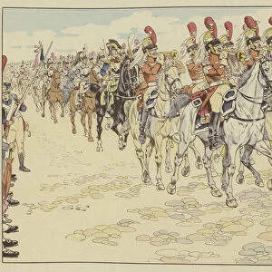 The French Army entering Berlin, 27 October 1806 (colour litho)
