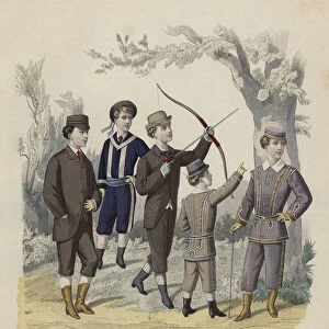 French boys fashions (coloured engraving)