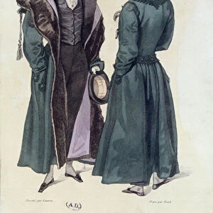 French Fashion plate of a Pelisse Russe, 1830 (colour engraving)