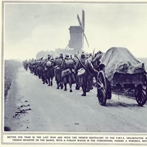 French infantry on the march, with a forage wagon in the foreground