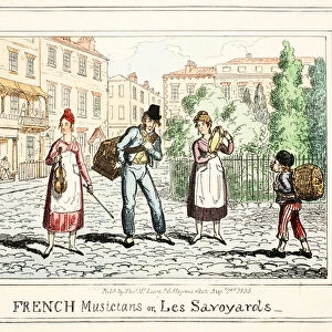 French Musicians, or Les Savoyards, 1835 (hand-coloured engraving)