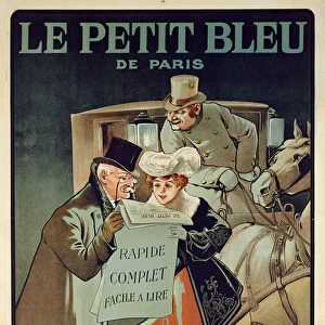 French poster advertising the newspaper Le Petit Bleu de Paris (colour litho)