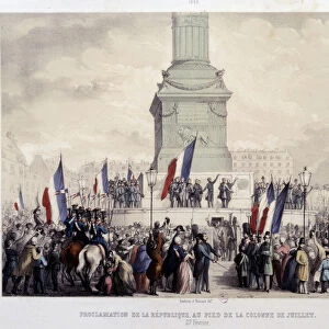 French Revolution of 1848: proclamation of the Second Republic at the foot of the July
