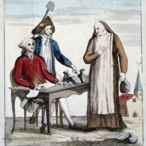 French Revolution: caricatural representation of a member of the clergy forced to return