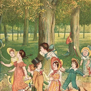 Frolicking People (colour litho)