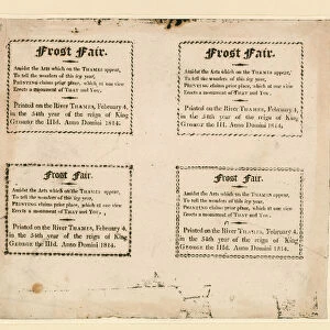 Frost Fair of 1814. Souvenirs printed on the ice (engraving)