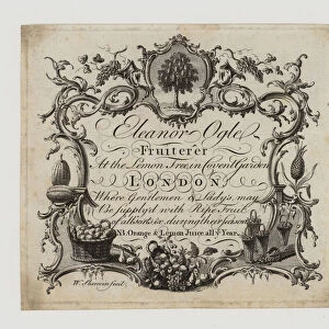 Fruiterer, Eleanor Ogle, trade card (engraving)