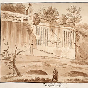 Funerary Monument of Scipio the Asian, at Palazzuolo, 1833 (etching with brown wash)
