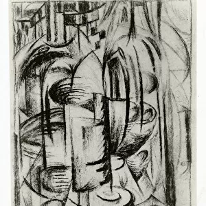 Futurist Composition, c. 1914-16 (charcoal on paper) (b / w photo)