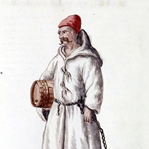 Galerian from the 17th -18th century. Watercolour drawing