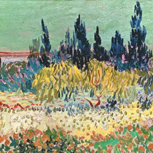 The Garden at Arles, detail of the cypress trees, 1888 (oil on canvas) (detail of 78273)