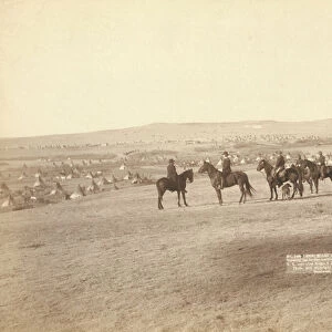 Gen. Miles and staff viewing the largest hostile Indian Camp in the U. S